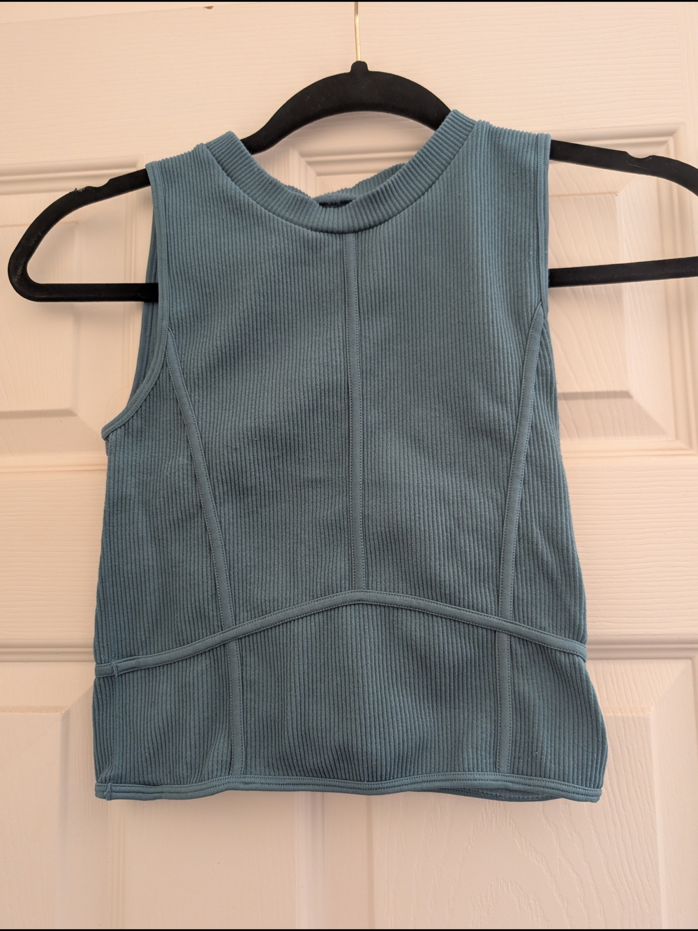 Ribbed Athletic Tank Top in Dusty Blue